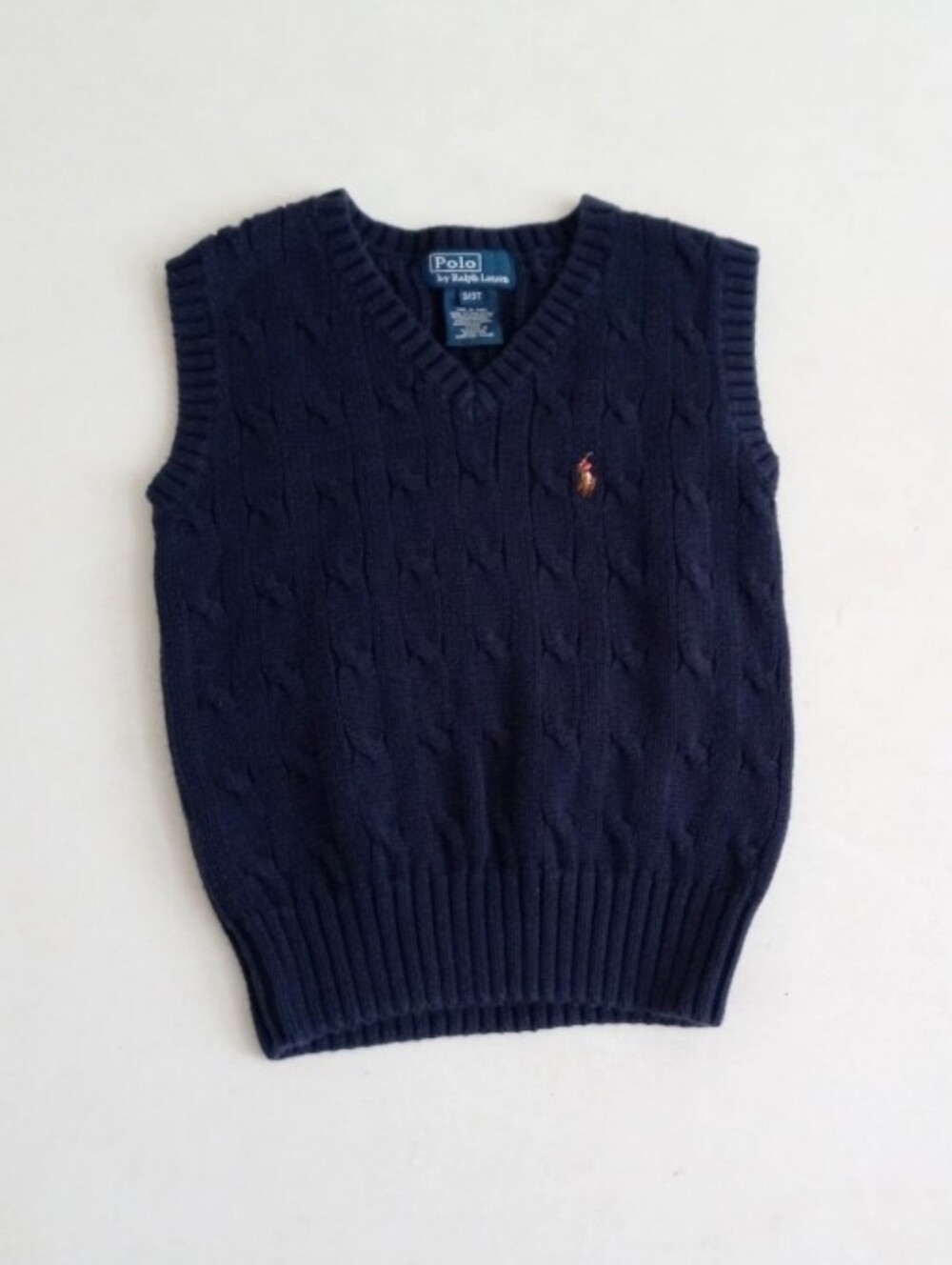 Polo Ralph Lauren navy blue classic sleeveless cable-knit sweater vest